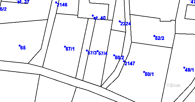 Parcela st. 57/4 v KÚ Deštné, Katastrální mapa