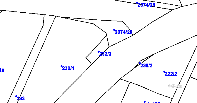 Parcela st. 232/3 v KÚ Deštné, Katastrální mapa