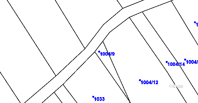 Parcela st. 1004/9 v KÚ Deštné, Katastrální mapa