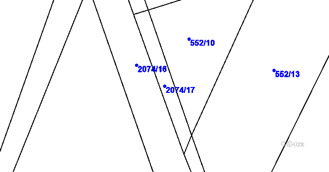 Parcela st. 2074/17 v KÚ Deštné, Katastrální mapa