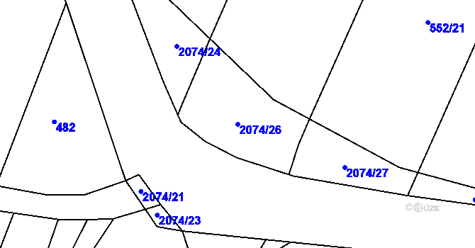 Parcela st. 2074/26 v KÚ Deštné, Katastrální mapa