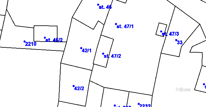 Parcela st. 47/2 v KÚ Deštné, Katastrální mapa