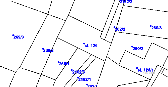 Parcela st. 126 v KÚ Deštné, Katastrální mapa