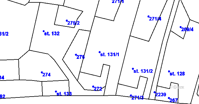 Parcela st. 131/1 v KÚ Deštné, Katastrální mapa