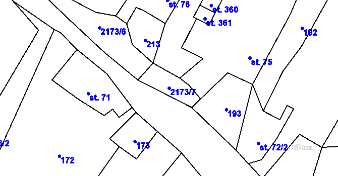Parcela st. 2173/7 v KÚ Deštné, Katastrální mapa
