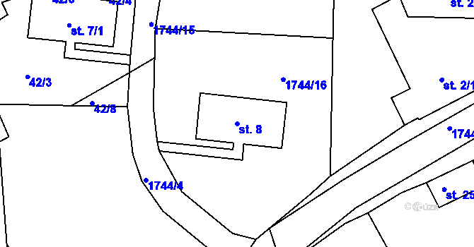 Parcela st. 8 v KÚ Deštnice, Katastrální mapa