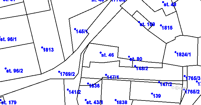 Parcela st. 46 v KÚ Deštnice, Katastrální mapa