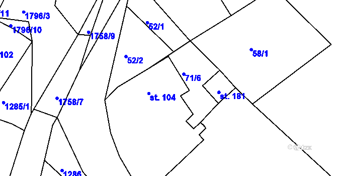 Parcela st. 111 v KÚ Deštnice, Katastrální mapa