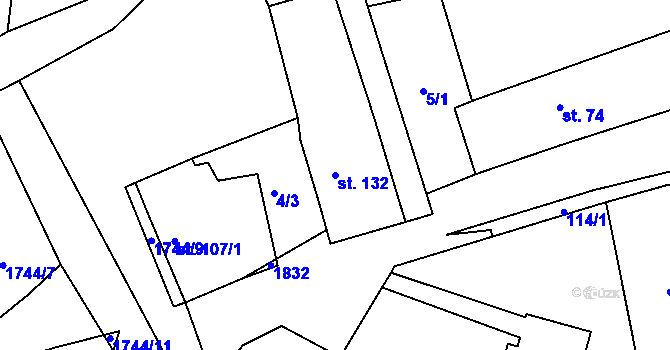 Parcela st. 132 v KÚ Deštnice, Katastrální mapa