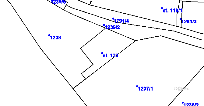 Parcela st. 133 v KÚ Deštnice, Katastrální mapa