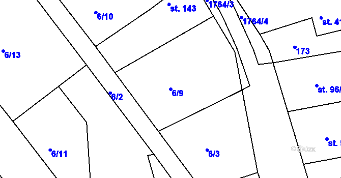 Parcela st. 6/9 v KÚ Deštnice, Katastrální mapa