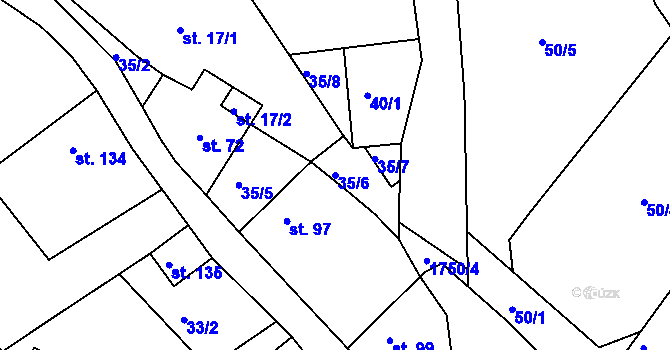 Parcela st. 35/6 v KÚ Deštnice, Katastrální mapa