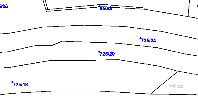 Parcela st. 725/20 v KÚ Deštnice, Katastrální mapa