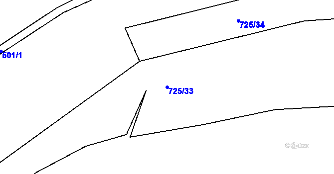 Parcela st. 725/33 v KÚ Deštnice, Katastrální mapa