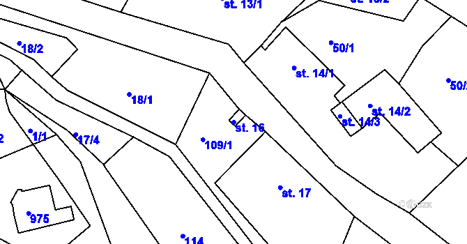 Parcela st. 16 v KÚ Sádek u Deštnice, Katastrální mapa