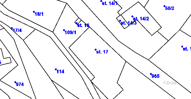 Parcela st. 17 v KÚ Sádek u Deštnice, Katastrální mapa