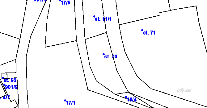 Parcela st. 70 v KÚ Sádek u Deštnice, Katastrální mapa