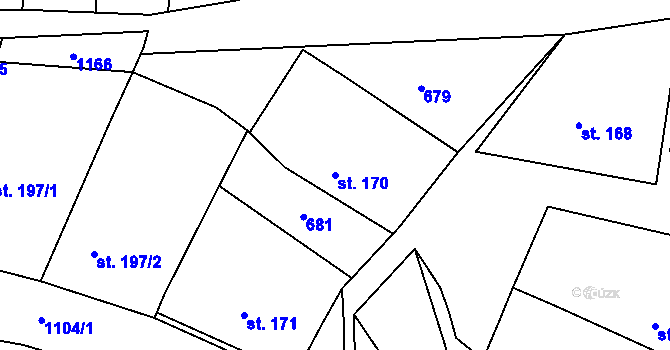 Parcela st. 170 v KÚ Brodek, Katastrální mapa