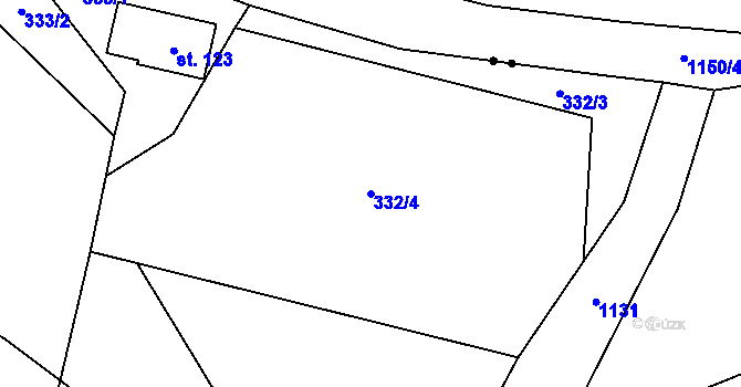 Parcela st. 332/4 v KÚ Brodek, Katastrální mapa