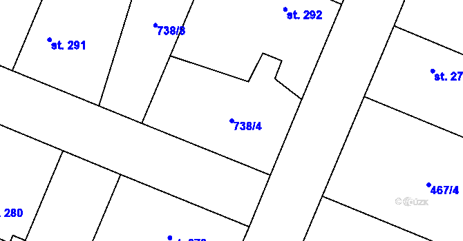 Parcela st. 738/4 v KÚ Brodek, Katastrální mapa