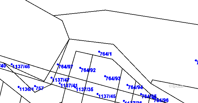 Parcela st. 764/1 v KÚ Brodek, Katastrální mapa