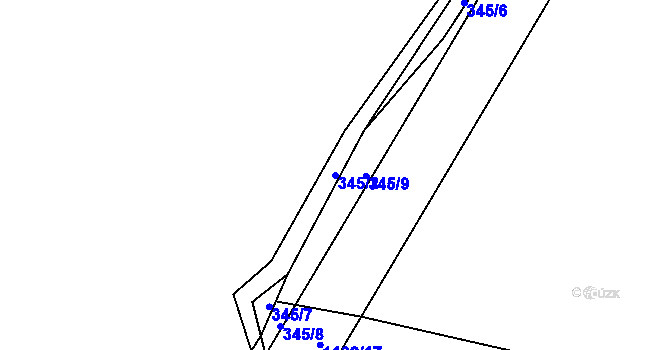 Parcela st. 345/2 v KÚ Brodek, Katastrální mapa