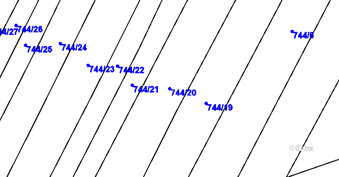 Parcela st. 744/20 v KÚ Brodek, Katastrální mapa