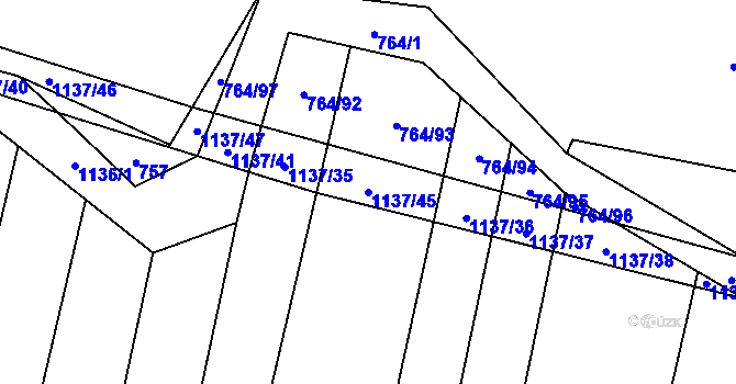 Parcela st. 1137/45 v KÚ Brodek, Katastrální mapa