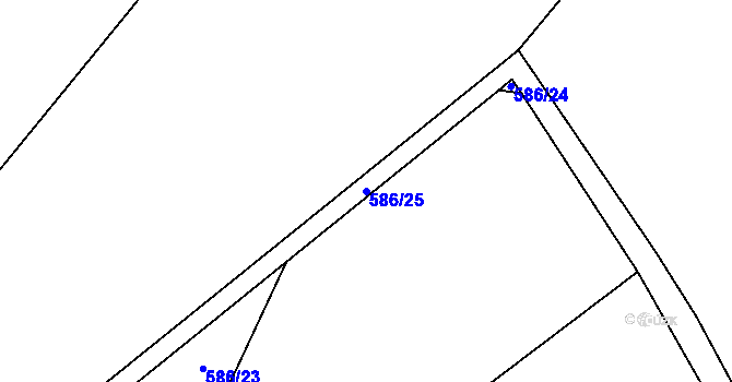 Parcela st. 586/25 v KÚ Dětenice, Katastrální mapa