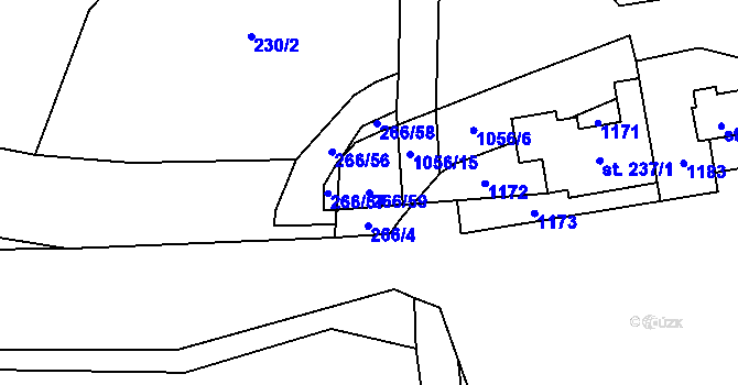 Parcela st. 266/59 v KÚ Dětenice, Katastrální mapa