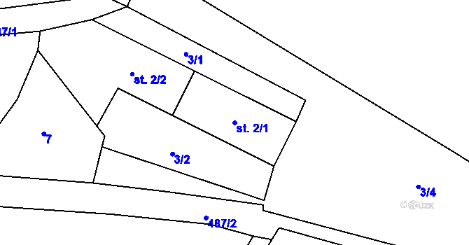 Parcela st. 2/1 v KÚ Osenice, Katastrální mapa