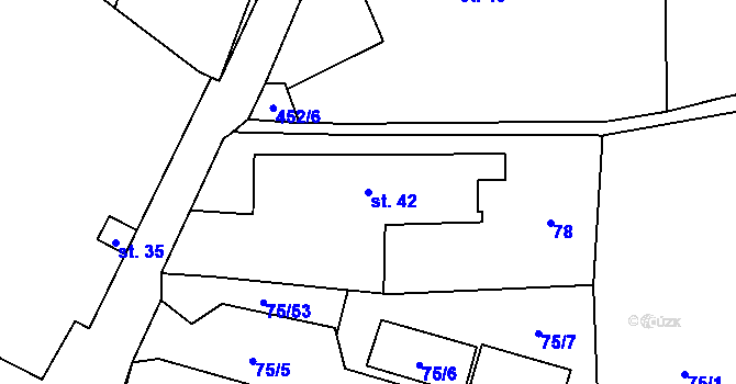 Parcela st. 42 v KÚ Osenice, Katastrální mapa