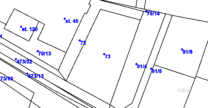 Parcela st. 73 v KÚ Osenice, Katastrální mapa