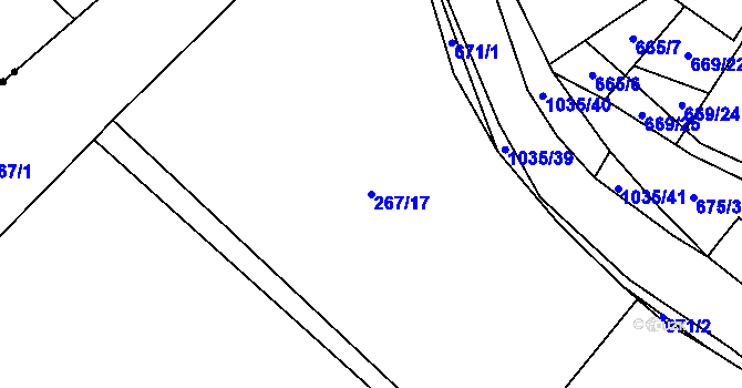 Parcela st. 267/17 v KÚ Osenice, Katastrální mapa