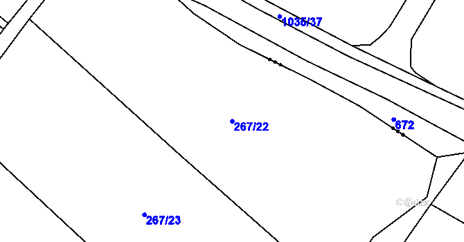 Parcela st. 267/22 v KÚ Osenice, Katastrální mapa