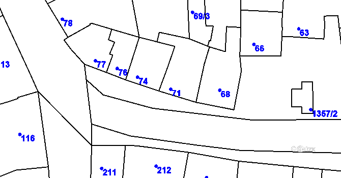 Parcela st. 71 v KÚ Dětkovice u Prostějova, Katastrální mapa