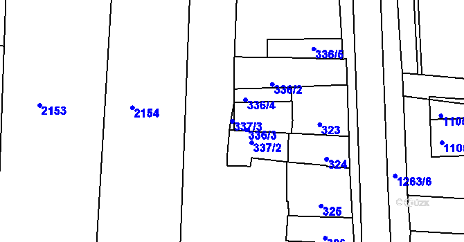 Parcela st. 337/3 v KÚ Dětkovice u Prostějova, Katastrální mapa