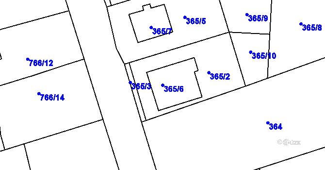 Parcela st. 365/6 v KÚ Dětkovice u Prostějova, Katastrální mapa