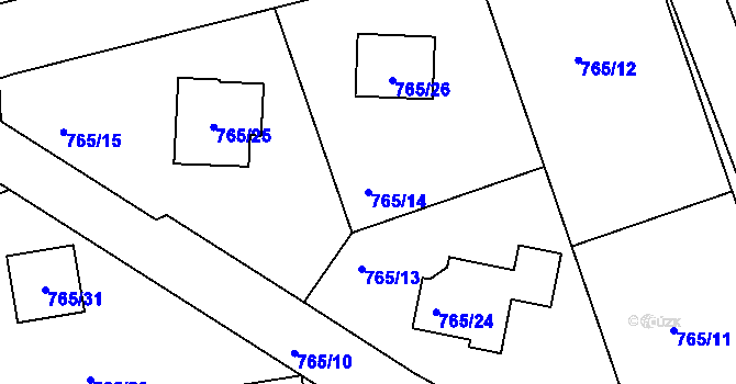 Parcela st. 765/14 v KÚ Dětkovice u Prostějova, Katastrální mapa