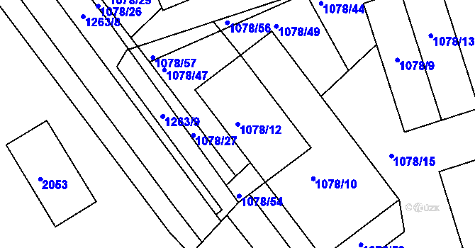 Parcela st. 1078/12 v KÚ Dětkovice u Prostějova, Katastrální mapa
