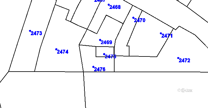 Parcela st. 2475 v KÚ Dětkovice u Prostějova, Katastrální mapa