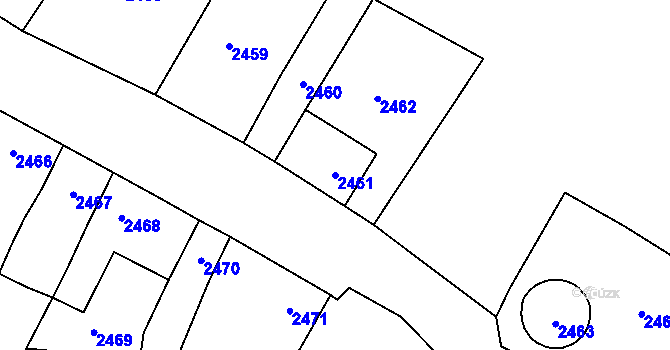Parcela st. 2461 v KÚ Dětkovice u Prostějova, Katastrální mapa