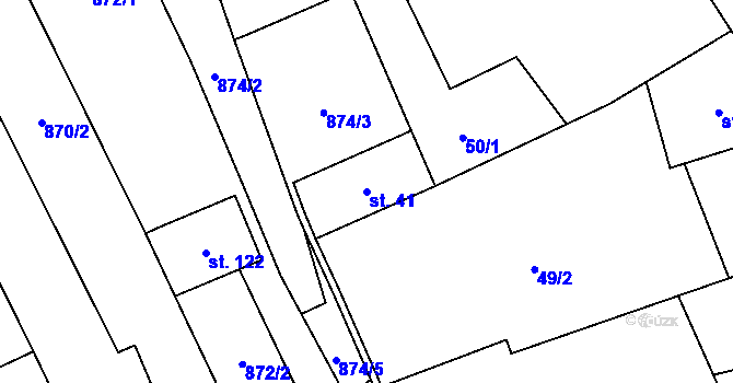 Parcela st. 41 v KÚ Dětkovice, Katastrální mapa