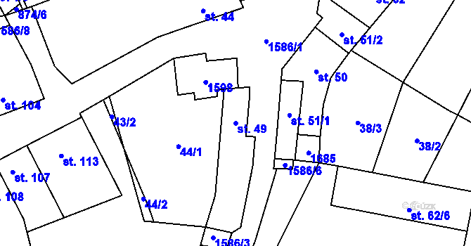 Parcela st. 49 v KÚ Dětkovice, Katastrální mapa