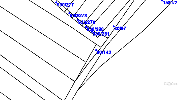 Parcela st. 80/142 v KÚ Dětkovice, Katastrální mapa