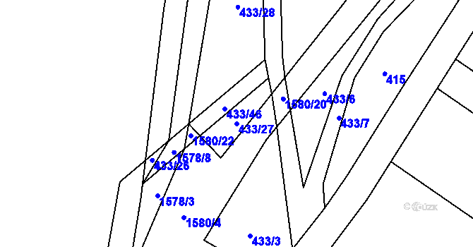 Parcela st. 433/27 v KÚ Dětkovice, Katastrální mapa