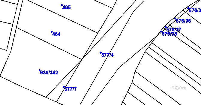 Parcela st. 577/4 v KÚ Dětkovice, Katastrální mapa