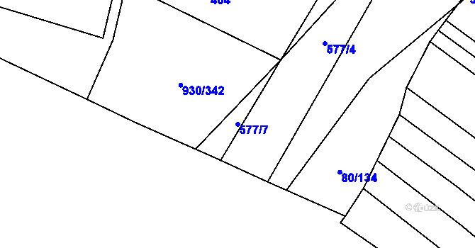 Parcela st. 577/7 v KÚ Dětkovice, Katastrální mapa