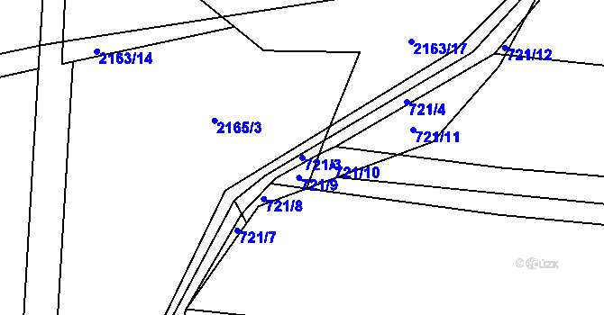 Parcela st. 721/3 v KÚ Dětkovice, Katastrální mapa