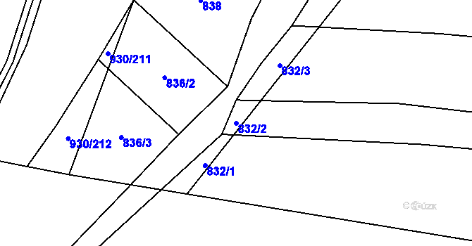 Parcela st. 832/2 v KÚ Dětkovice, Katastrální mapa